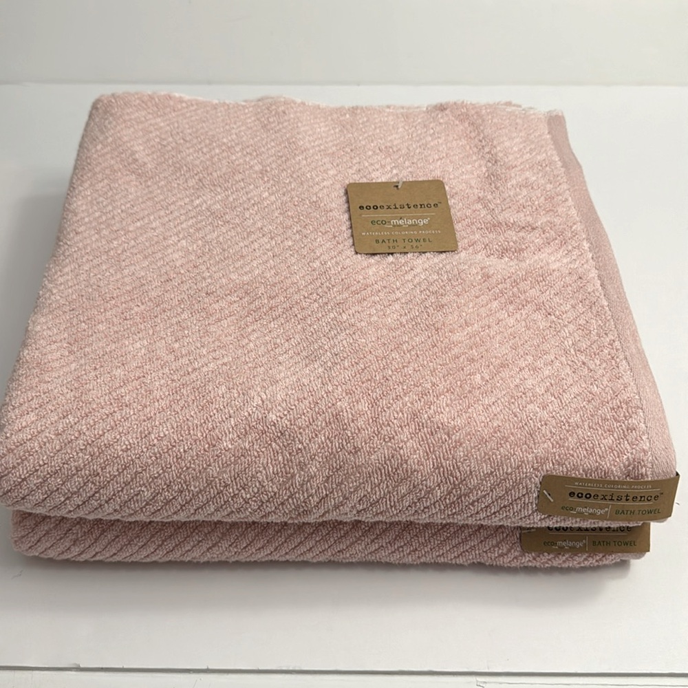 2pc ECOEXISTENCE Eco-Melange Zero Twist Loops Bath Towel Set - DustyPeach